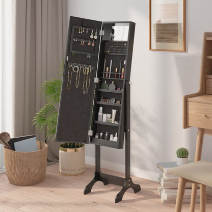 Volně Stojící Zrcadlo S Led Černé 34 X 37 X 146 Cm