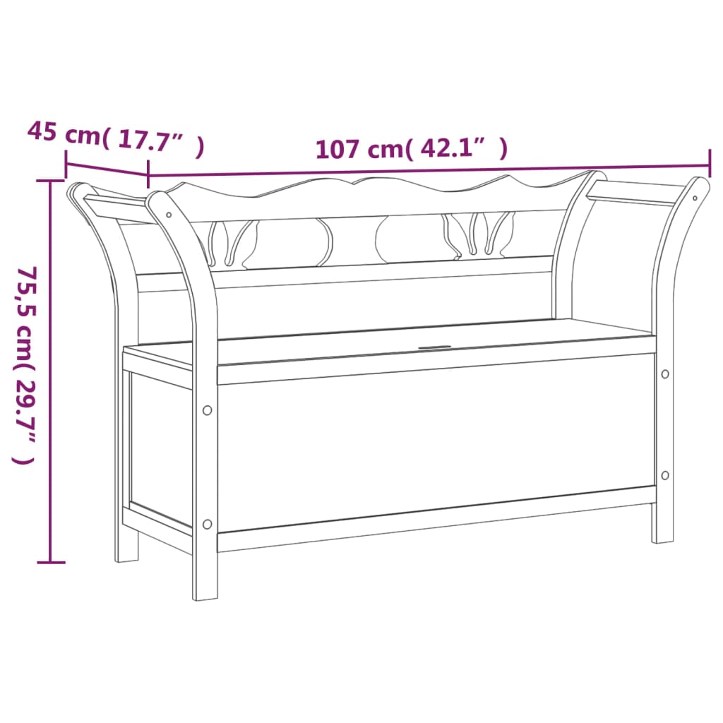 Lavice 107 X 45 X 75,5 Cm Masivní Jedlové Dřevo