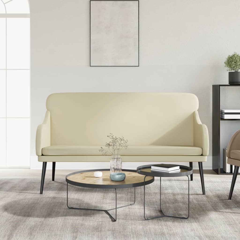 Lavice Krémová 110 X 76 X 80 Cm Umělá Kůže