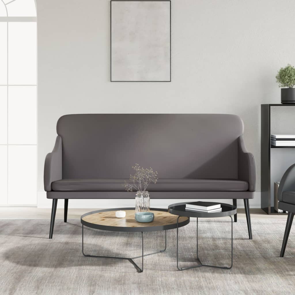 Lavice Šedá 110 X 76 X 80 Cm Umělá Kůže