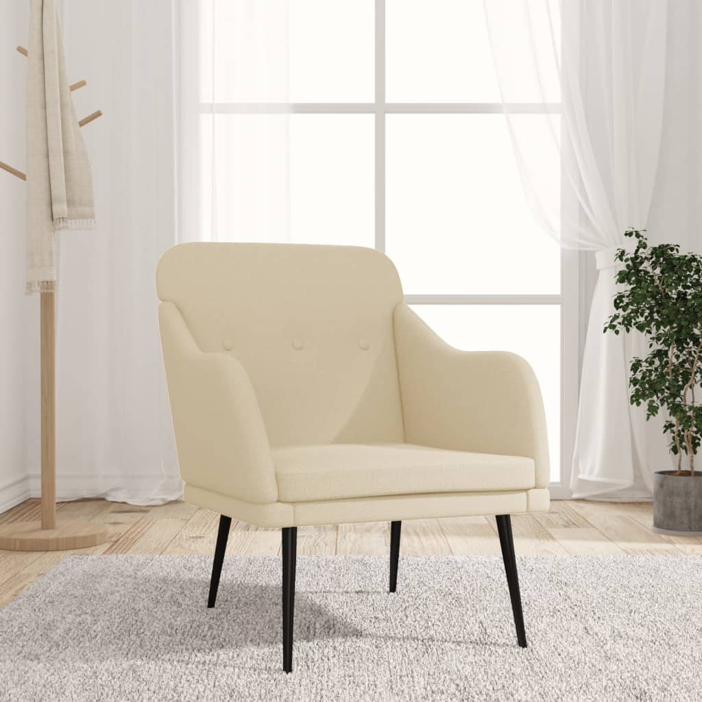 Křeslo Krémové 63 X 76 X 80 Cm Textil