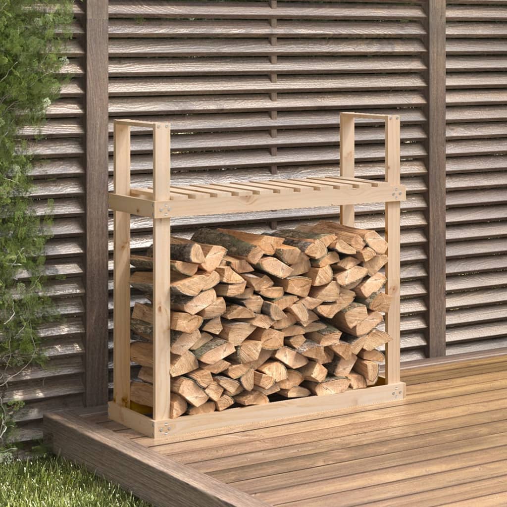 Stojan Na Dřevo Černý 110 X 35 X 108,5 Cm Masivní Borovice