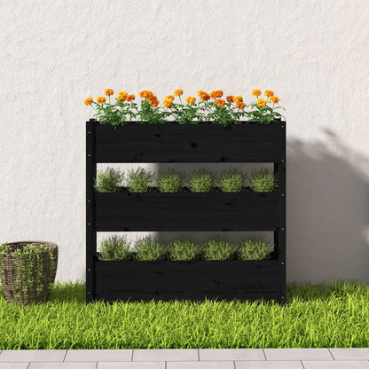 Truhlík Černý 112 X 25 X 104,5 Cm Masivní Borové Dřevo