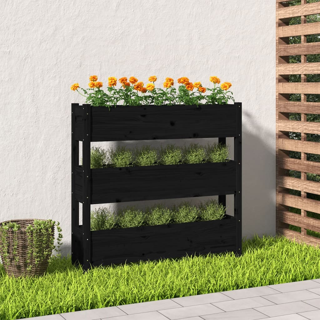 Truhlík Černý 112 X 25 X 104,5 Cm Masivní Borové Dřevo