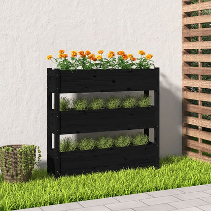 Truhlík Černý 112 X 25 X 104,5 Cm Masivní Borové Dřevo