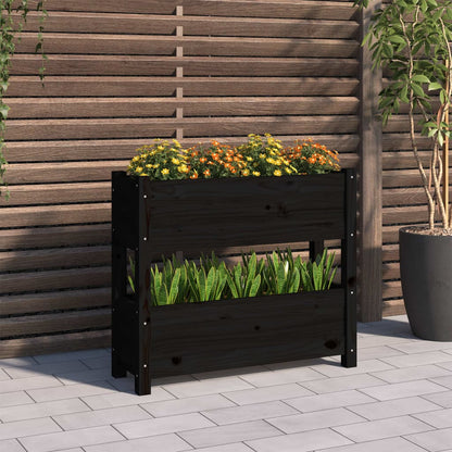 Truhlík Černý 112 X 25 X 104,5 Cm Masivní Borové Dřevo