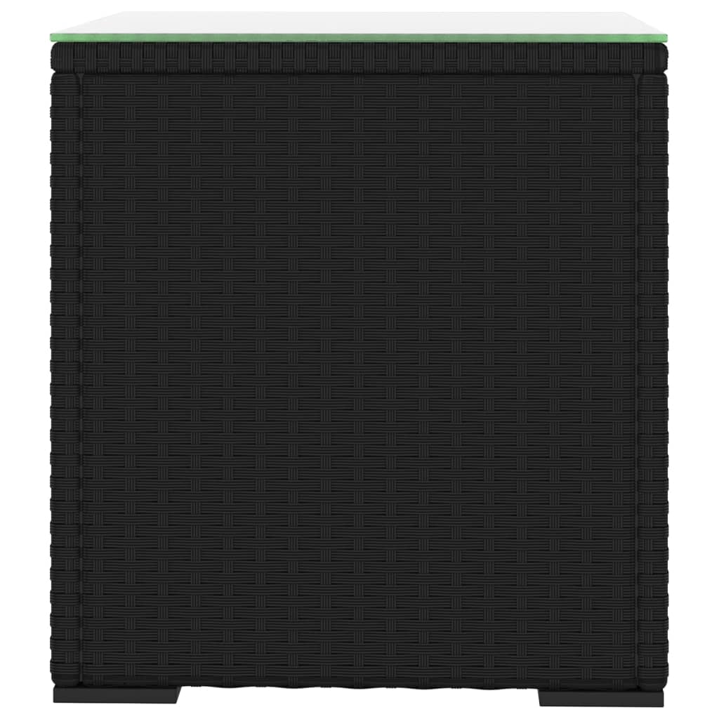 Odkládací Stolek Černý 40 X 37 X 40,5 Polyratan A Tvrzené Sklo