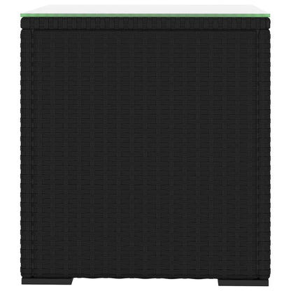 Odkládací Stolek Černý 40 X 37 X 40,5 Polyratan A Tvrzené Sklo
