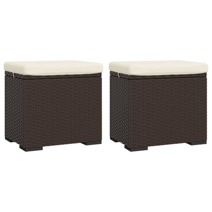 Otomany S Poduškami 2 Ks Hnědé 40 X 30 X 40 Cm Polyratan