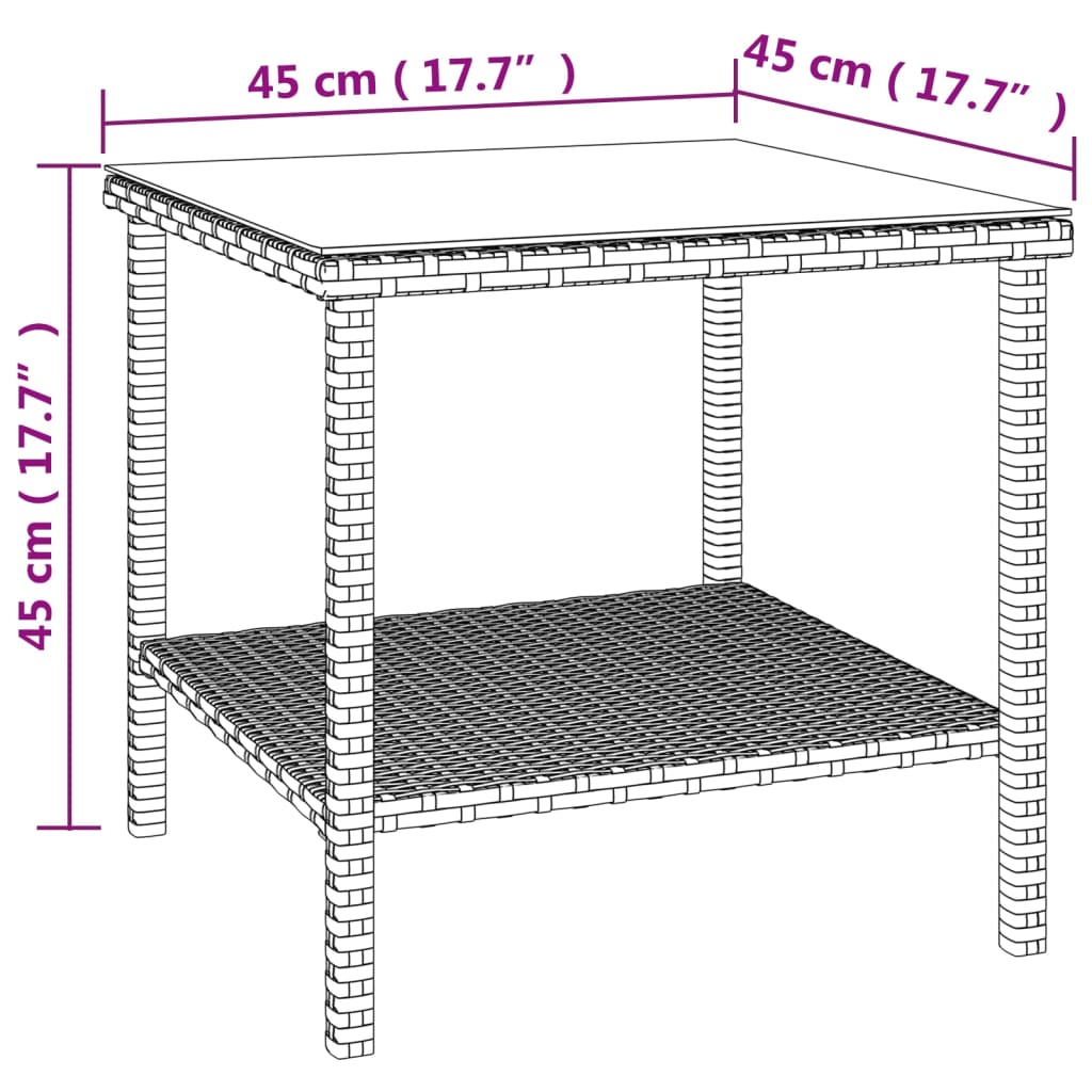 Odkládací Stolek Hnědý 45 X 45 X 45 Polyratan A Tvrzené Sklo