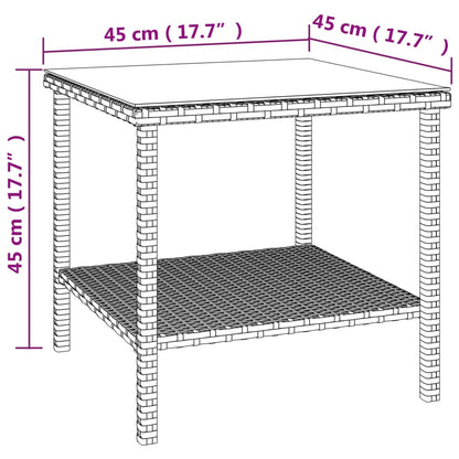 Odkládací Stolek Hnědý 45 X 45 X 45 Polyratan A Tvrzené Sklo