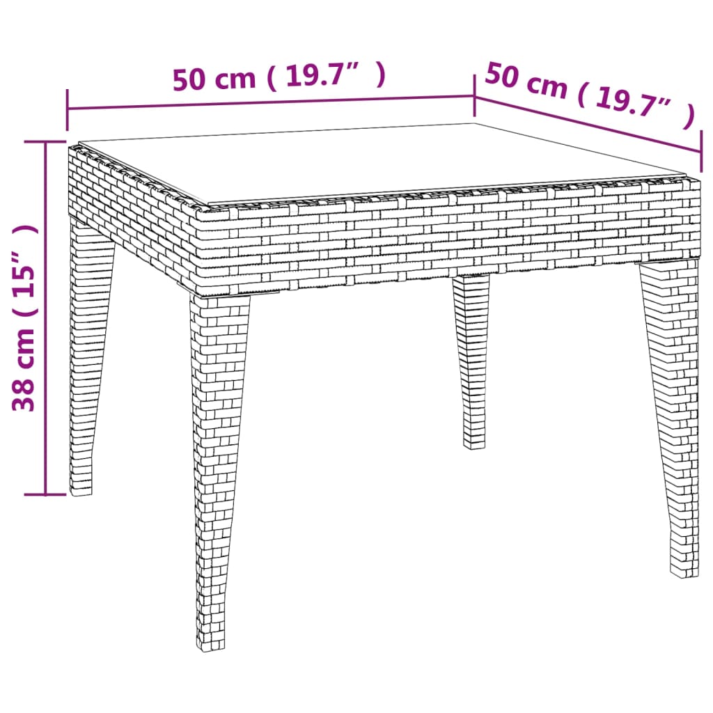 Odkládací Stolek Černý 50 X 50 X 38 Polyratan A Tvrzené Sklo