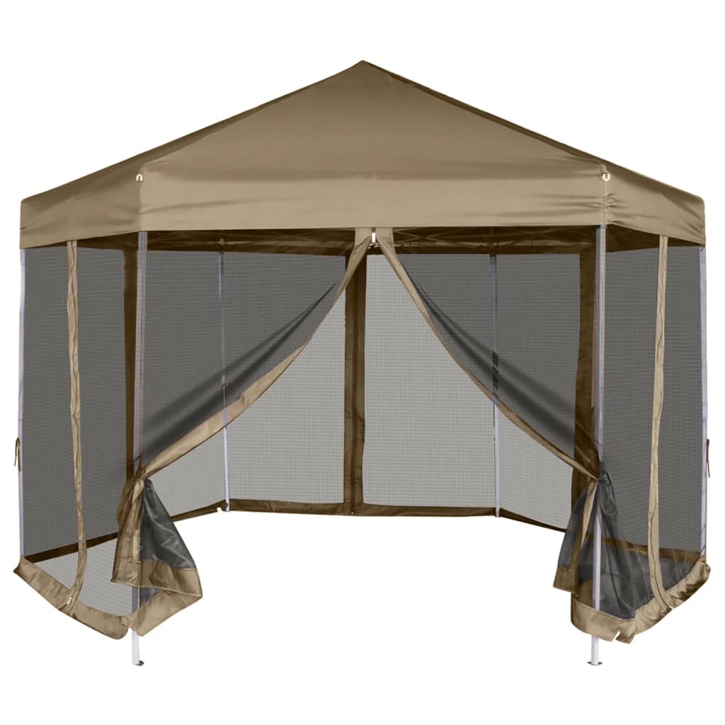Šestiúhelníkový Party Stan S 6 Stěnami Krémově Bílý 3,6 X 3,1 M