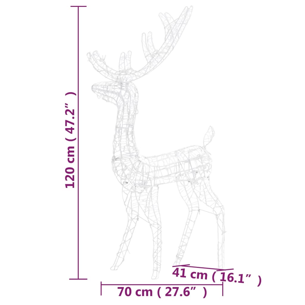 Vánoční Dekorace Akryloví Sobi 3 Ks 120 Cm Teplé Bílé Světlo Teplá Bílá