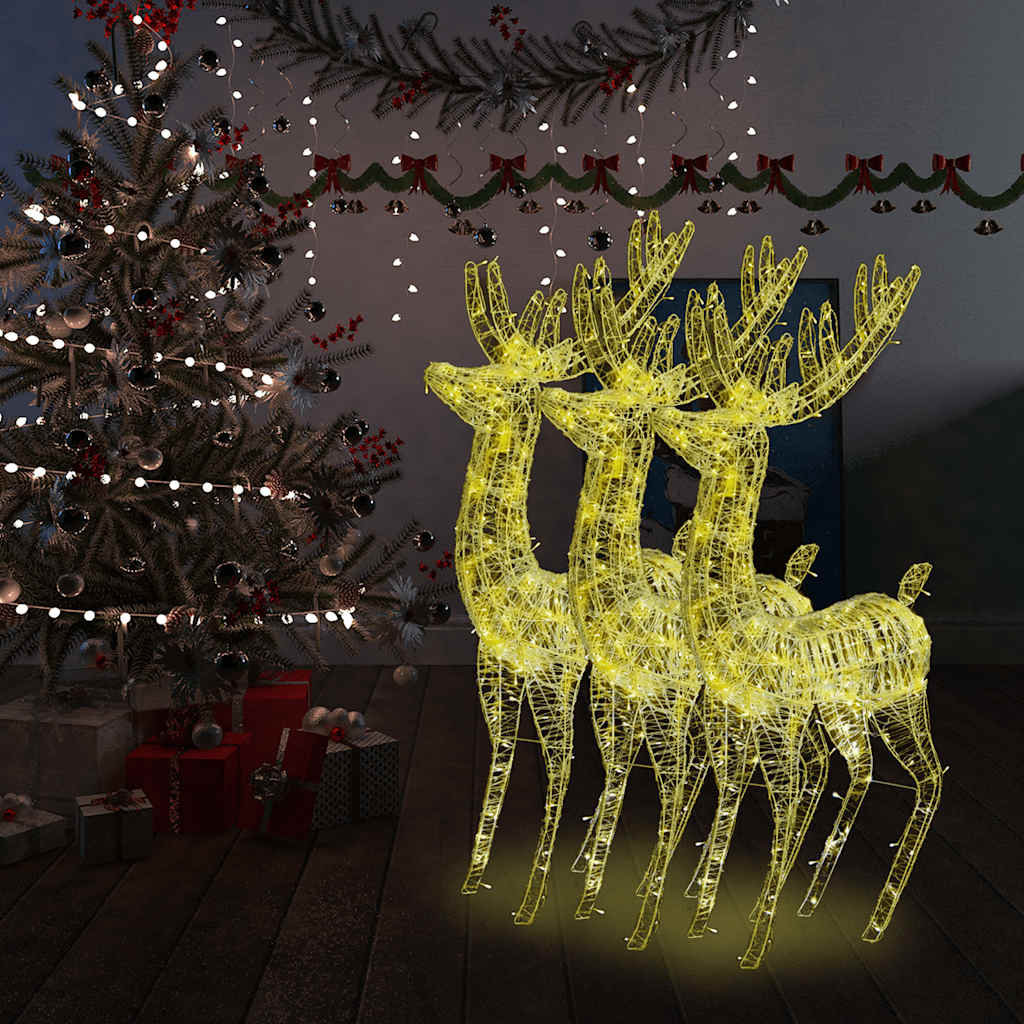 Vánoční Dekorace Akryloví Sobi 3 Ks 120 Cm Teplé Bílé Světlo Teplá Bílá