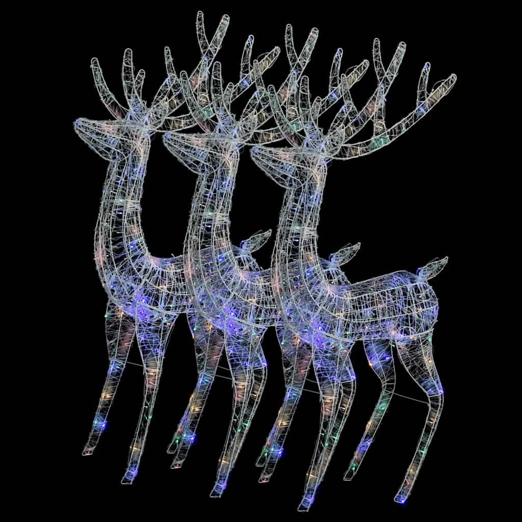 Xxl Akryloví Vánoční Sobi S 250 Mi Led 3 Ks 180 Cm Vícebarevný