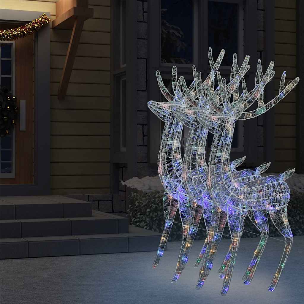 Xxl Akryloví Vánoční Sobi S 250 Mi Led 3 Ks 180 Cm Vícebarevný