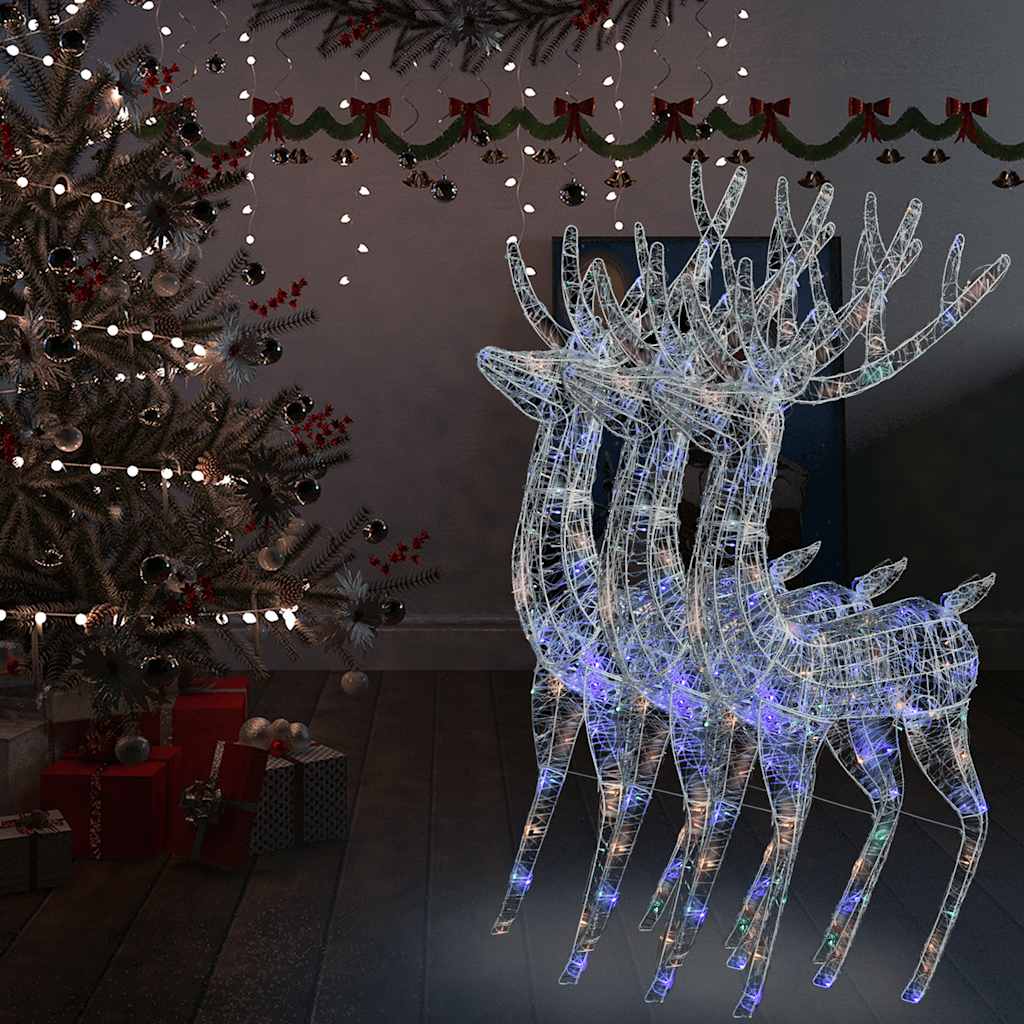 Xxl Akryloví Vánoční Sobi S 250 Mi Led 3 Ks 180 Cm Vícebarevný