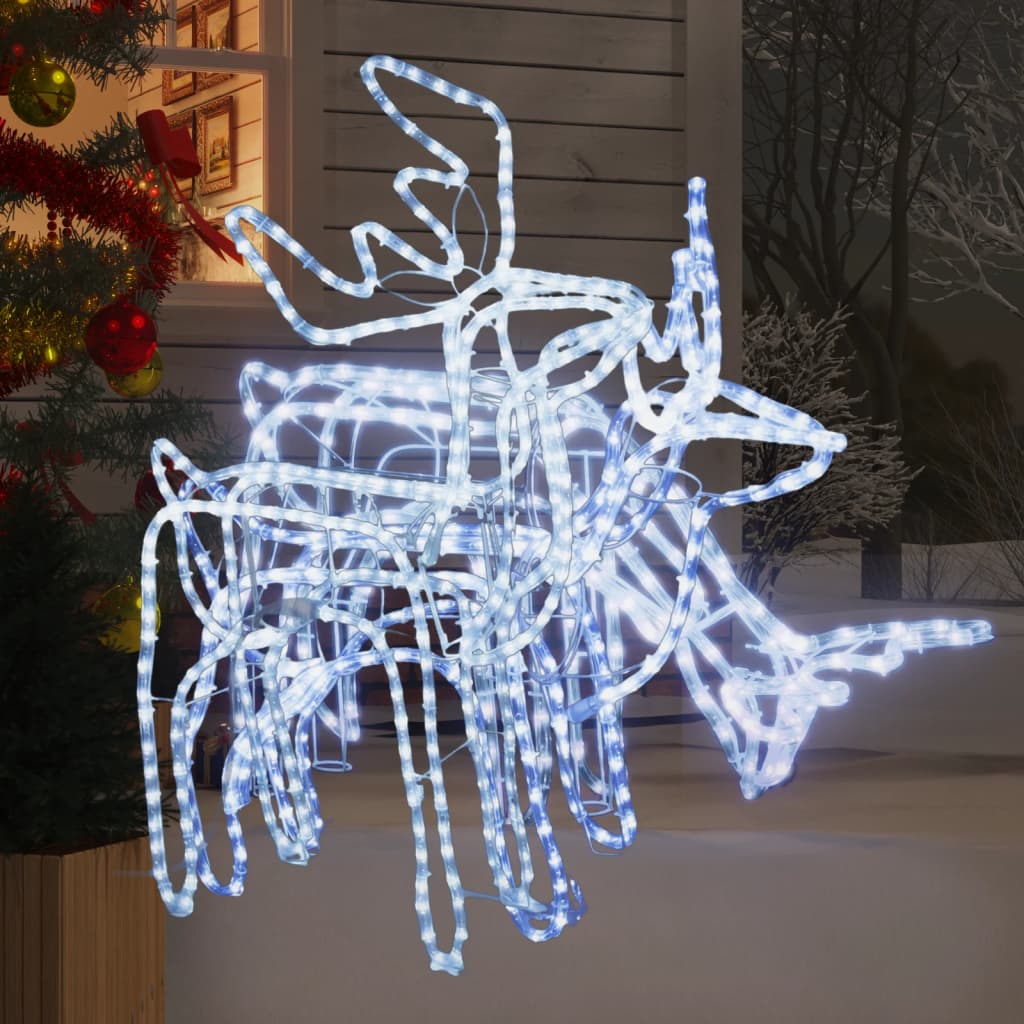 3Dílná Sada Vánočních Sobů Se Studenými Bílými Led