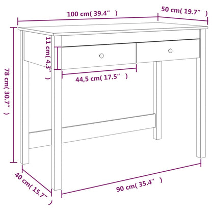 Psací Stůl Se Zásuvkami 100 X 50 X 78 Cm Masivní Borové Dřevo