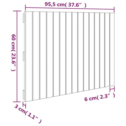 Nástěnné Čelo Postele 95,5 X 3 X 60 Cm Masivní Borové Dřevo Přírodní