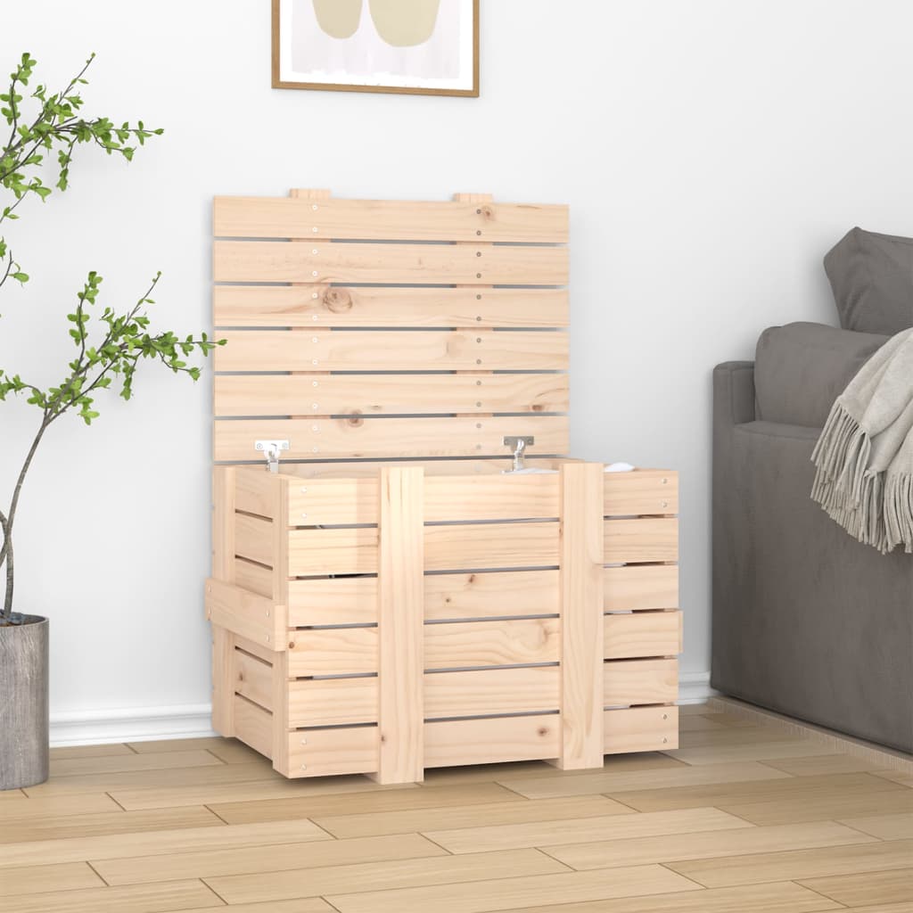 Úložný Box Šedý 58 X 40,5 X 42 Cm Masivní Borové Dřevo