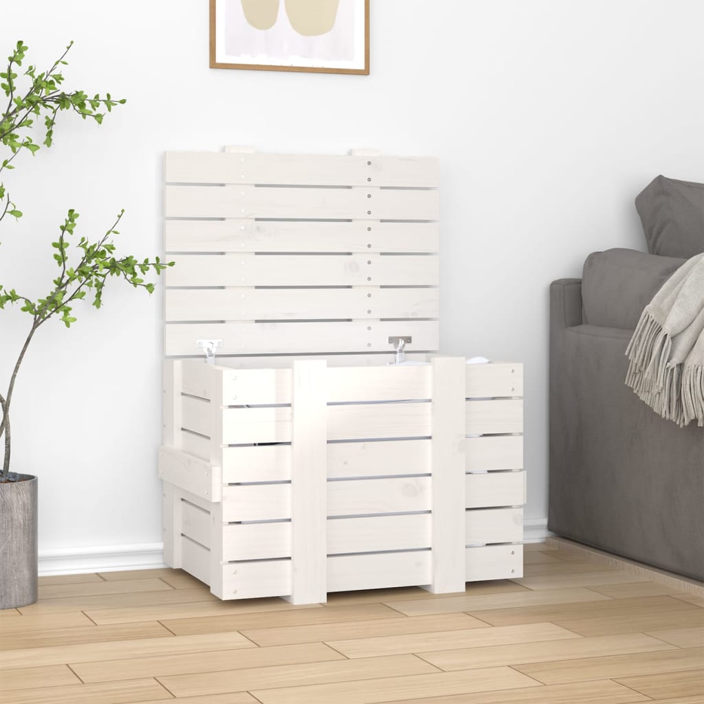 Úložný Box Šedý 58 X 40,5 X 42 Cm Masivní Borové Dřevo