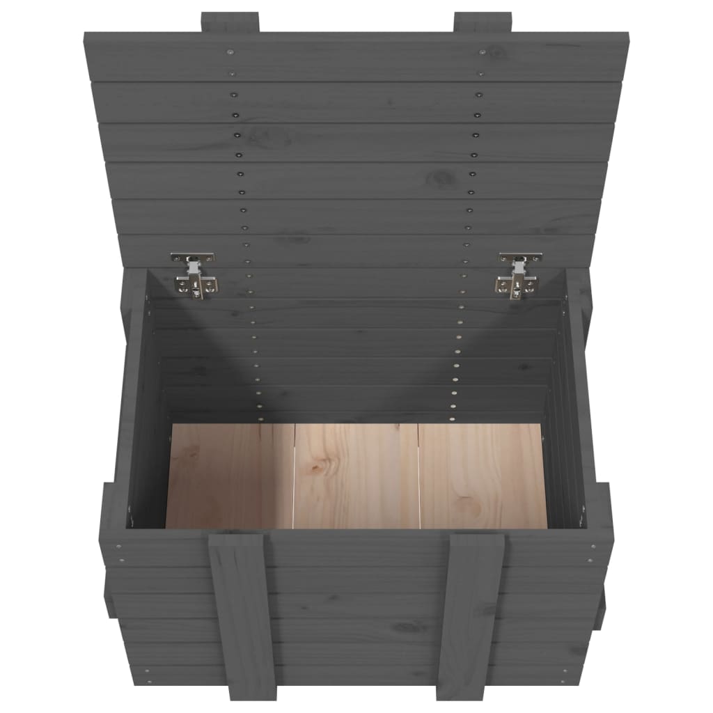 Úložný Box Šedý 58 X 40,5 X 42 Cm Masivní Borové Dřevo