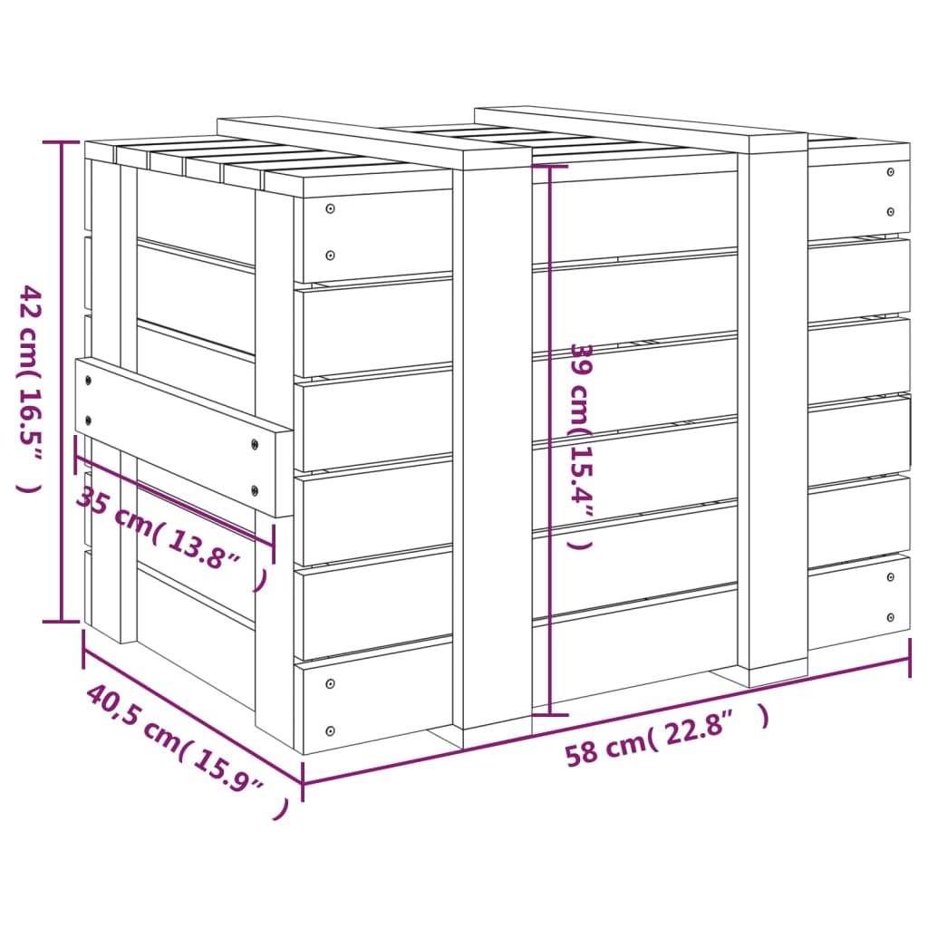 Úložný Box Šedý 58 X 40,5 X 42 Cm Masivní Borové Dřevo