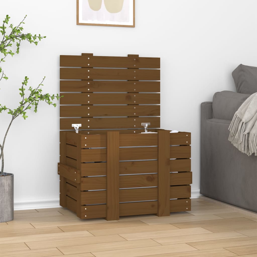 Úložný Box Šedý 58 X 40,5 X 42 Cm Masivní Borové Dřevo