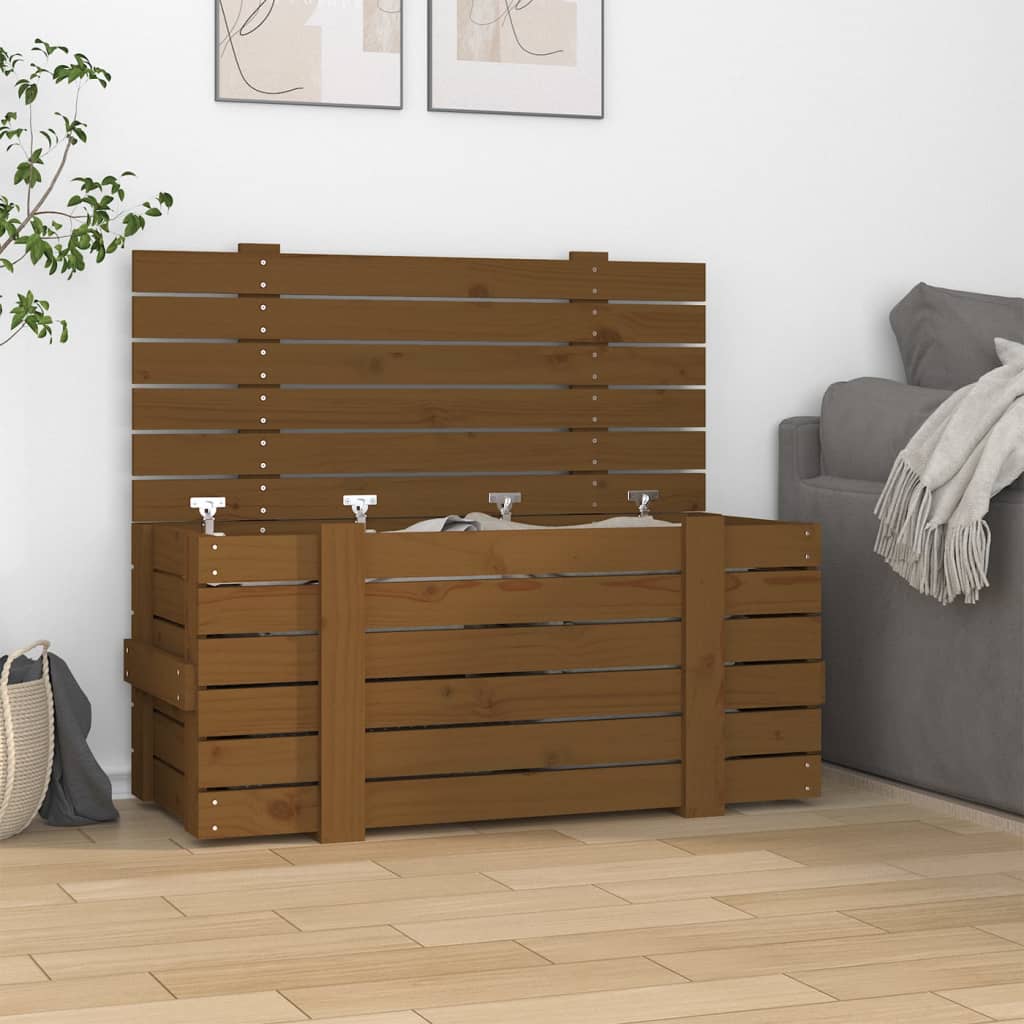 Úložný Box Šedý 58 X 40,5 X 42 Cm Masivní Borové Dřevo