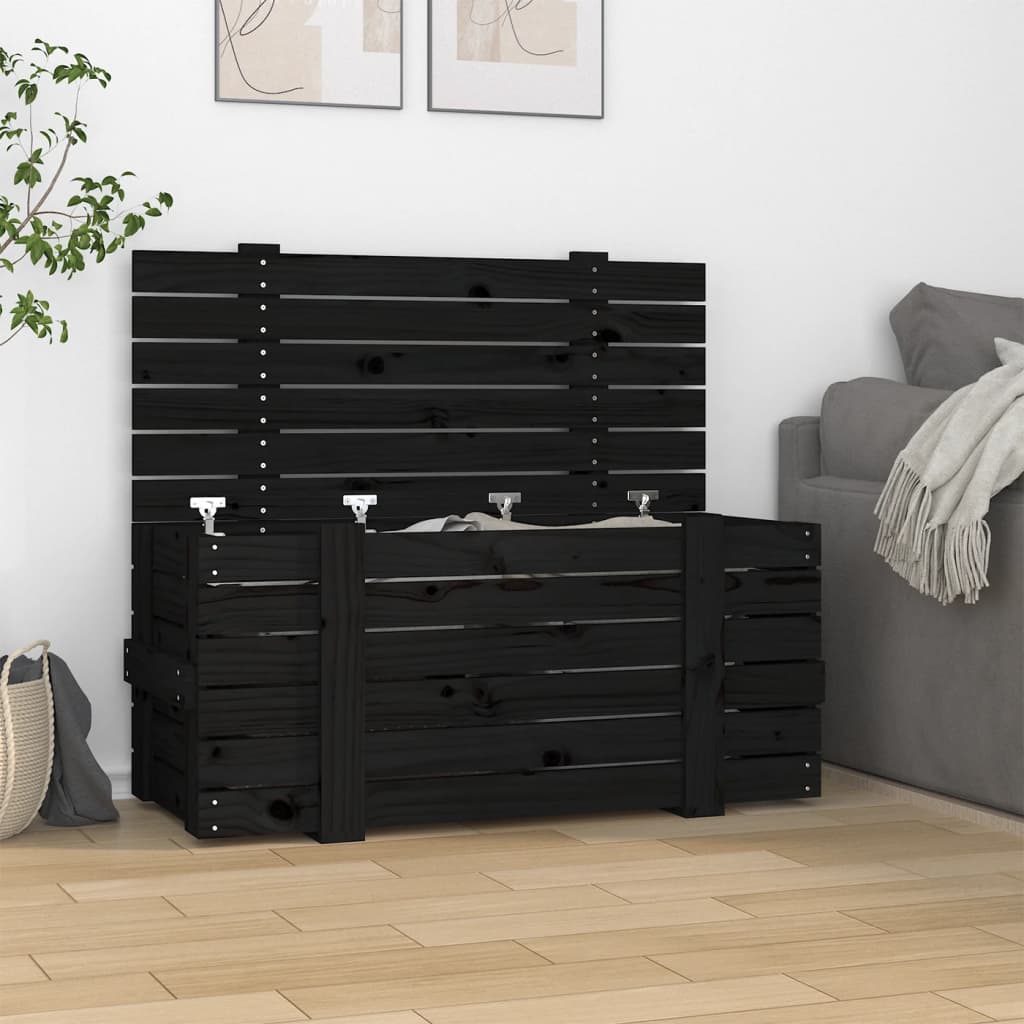 Úložný Box Šedý 58 X 40,5 X 42 Cm Masivní Borové Dřevo