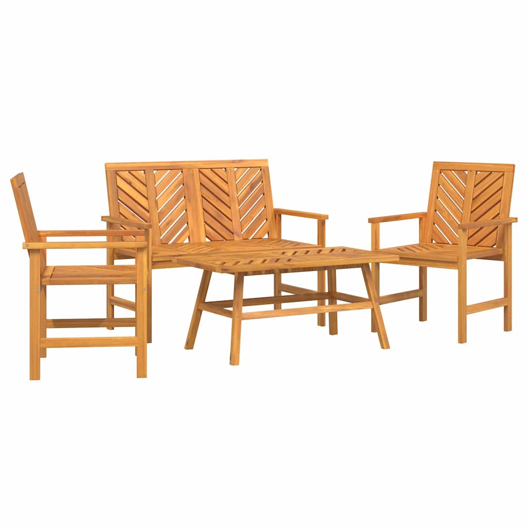 Zahradní Lounge Set 4 Ks Hnědá Masivní Akátové Dřevo