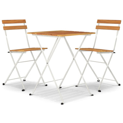 3Dílný Skládací Bistro Set Masivní Akáciové Dřevo A Ocel
