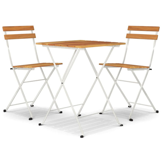 3Dílný Skládací Bistro Set Masivní Akáciové Dřevo A Ocel