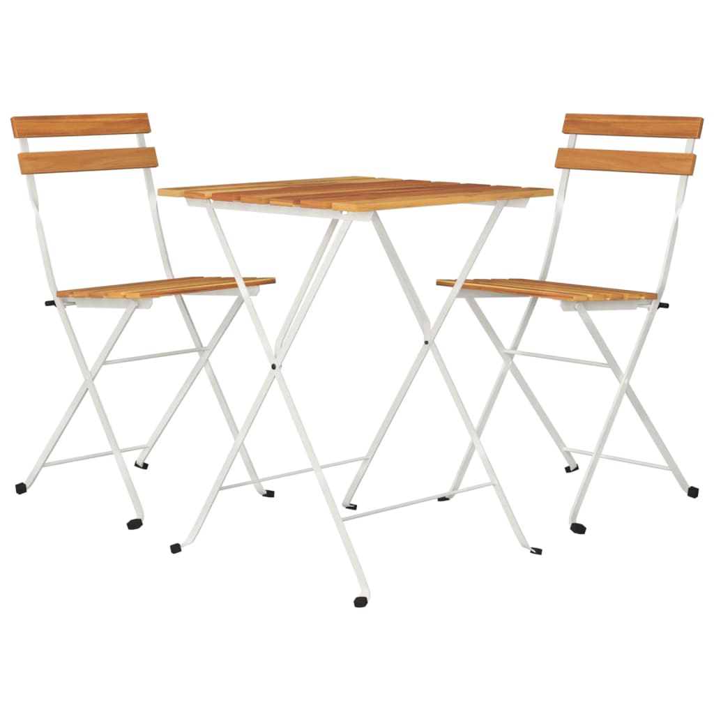 3Dílný Skládací Bistro Set Masivní Akáciové Dřevo A Ocel