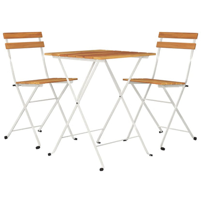 3Dílný Skládací Bistro Set Masivní Akáciové Dřevo A Ocel
