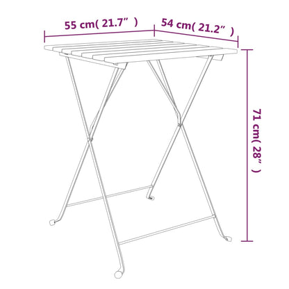 3Dílný Skládací Bistro Set Masivní Akáciové Dřevo A Ocel