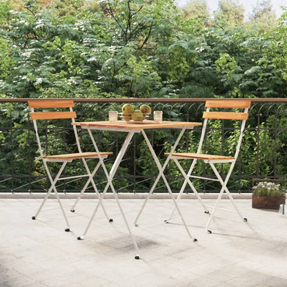 3Dílný Skládací Bistro Set Masivní Akáciové Dřevo A Ocel