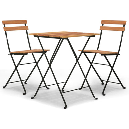 3Dílný Skládací Bistro Set Masivní Teakové Dřevo A Ocel