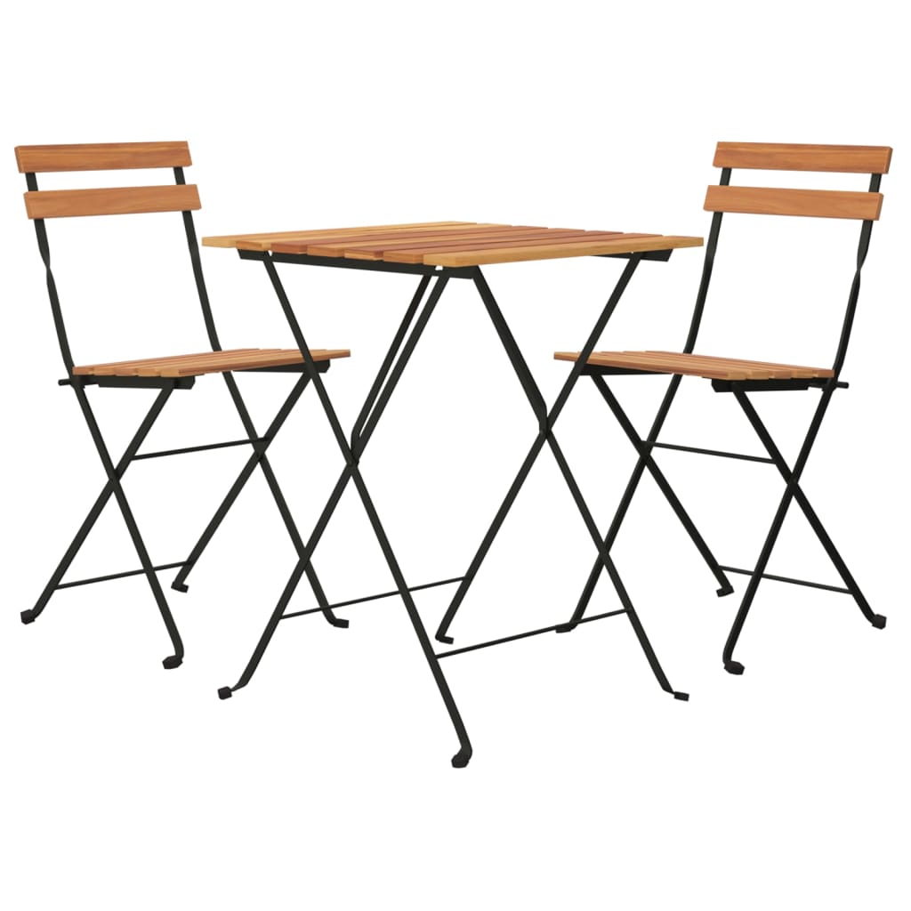 3Dílný Skládací Bistro Set Masivní Teakové Dřevo A Ocel