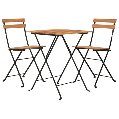 3Dílný Skládací Bistro Set Masivní Teakové Dřevo A Ocel