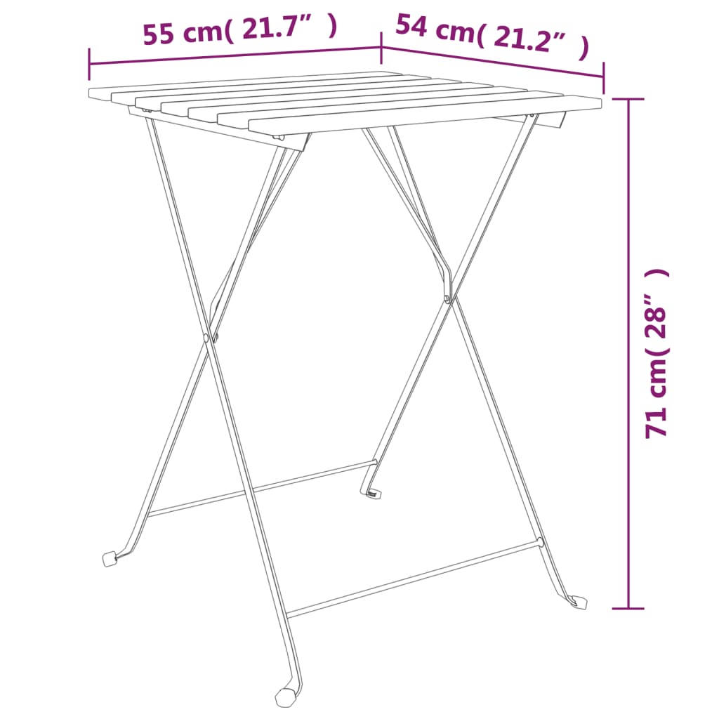 3Dílný Skládací Bistro Set Masivní Teakové Dřevo A Ocel