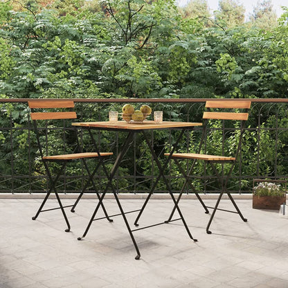 3Dílný Skládací Bistro Set Masivní Teakové Dřevo A Ocel