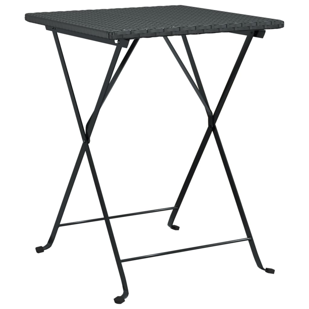 3Dílný Skládací Bistro Set Černý Polyratan