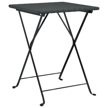 3Dílný Skládací Bistro Set Černý Polyratan