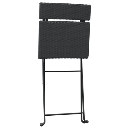 3Dílný Skládací Bistro Set Černý Polyratan