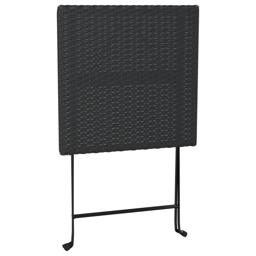 3Dílný Skládací Bistro Set Černý Polyratan