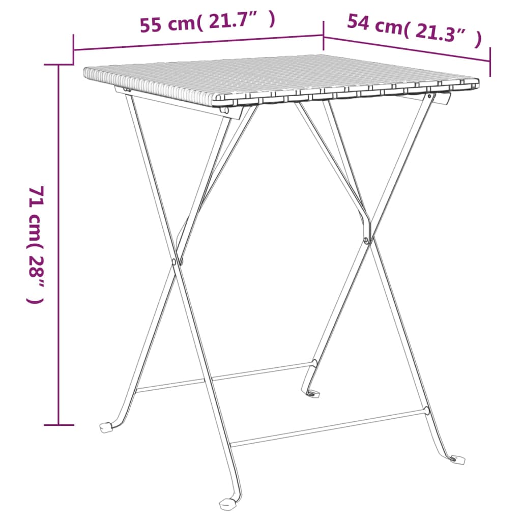 3Dílný Skládací Bistro Set Černý Polyratan
