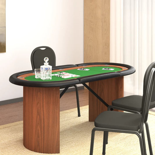 Pokerový stůl pro 10 hráčů zelený 160 x 80 x 75 cm